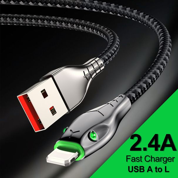 Câble de charge rapide USB tressé robuste et long pour iPhone 14, 13, 12, 11, X, 7, 8_voghion.com