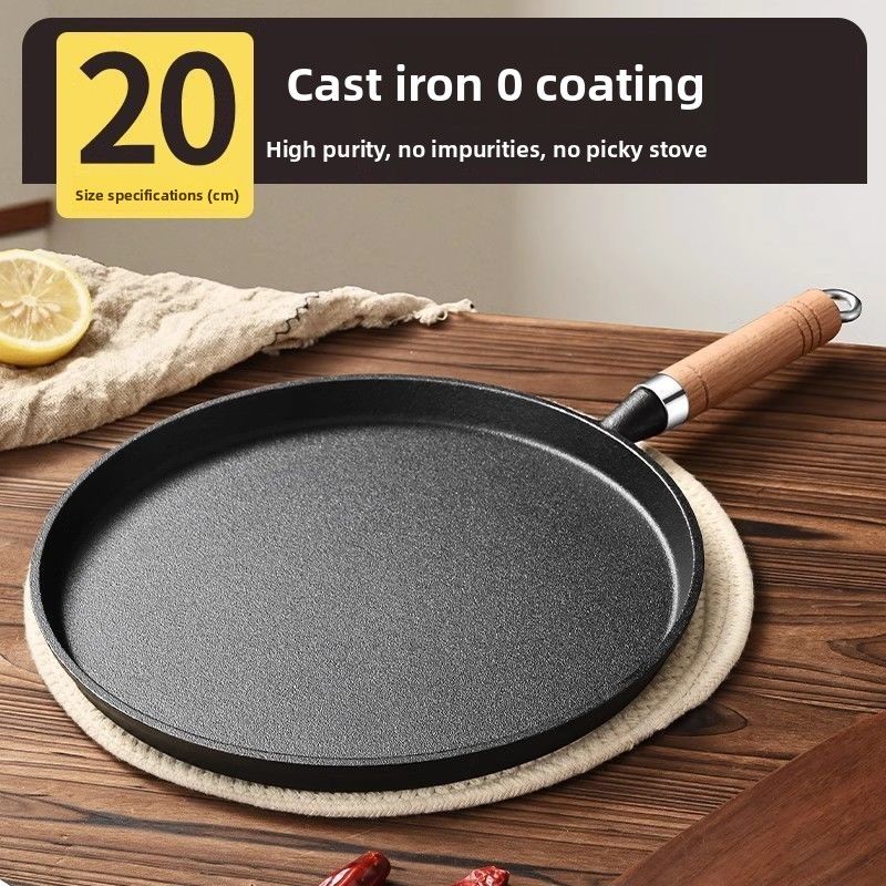 New Cast Flat For Pancakes, Hand-grab Pancake Pan, Iron Griddle, Uncoated Non-stick Pan_voghion.com