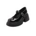 Damenschuhe Mary Jane Schuhe mit Blockabsatz, echtes Leder, runde Zehenpartie, Plateau, bequeme Pumps für Damen, modisch, lässig, für die Arbeit im Büro_voghion.com