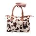 Street Ladies Weekend Travel Bag Furry Cow Leopard Print Short Distance Travel Bag_voghion.com