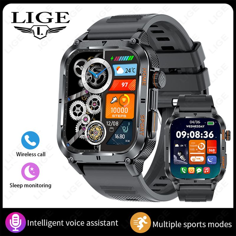 Men's Square Bluetooth Watch Multi Function Sports Waterproof Music Weather Camera Watch_voghion.com