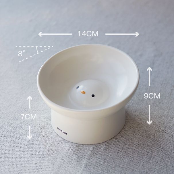 PURROOM Ceramic Small Chicken Soup Dumpling Cat Slanted High Pet Slow Feeder Bowl Prevents Black Chin Anti-Spill_voghion.com