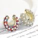 Colorful Inlaid Diamond Non-Pierced Clips Metal Rainbow C-Shaped Ethnic Style Ear Cuffs Pearl Earrings For Women_voghion.com