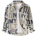 Camicia a maniche lunghe da uomo – Camicia casual oversize in cotone con stampa a lettere_voghion.com