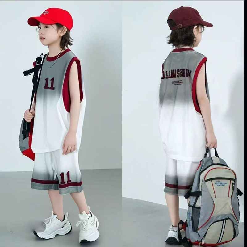 【Refreshing Summer】Basketball Set For Big Kids Quick-Dry Two-Piece Sports Vest Stylish Boys Summer Outfit_voghion.com