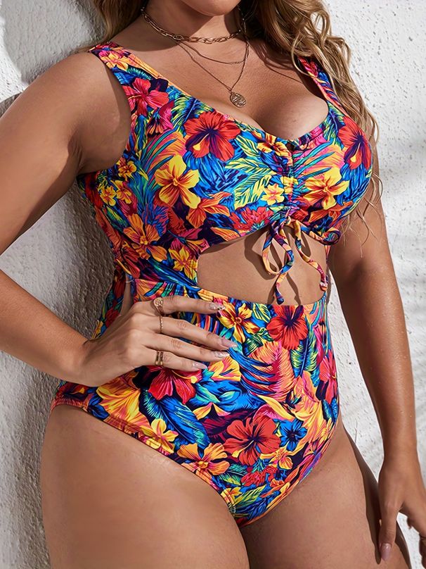 Einteiliger Badeanzug in Übergröße – einfarbiger Badeanzug für Damen (Bauchkontrolle, LSF 50+, chlorbeständig, für Strand und Pool)_voghion.com