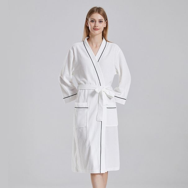Ultraweicher Bademantel mit Waffelmuster für Damen und Herren – Langärmliger, leichter Spa-Bademantel, schnelltrocknende, bequeme Loungewear für zu Hause_voghion.com
