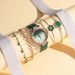 Women's fashion ins gradient dial crocodile pattern belt quartz watch green small flower bracelet jewelry set_voghion.com