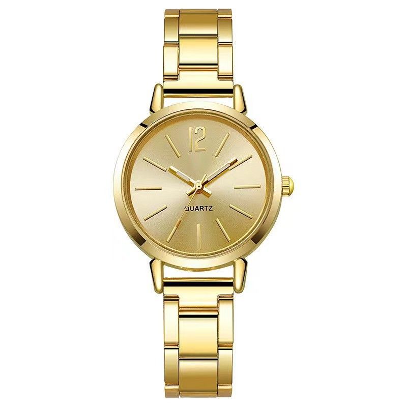 Thin - Strap Gold Steel Band Women's Quartz Watch With Student Dial_voghion.com