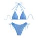 Women's 2024 new solid color sexy triangle beach hot spring split bikini swimsuit_voghion.com