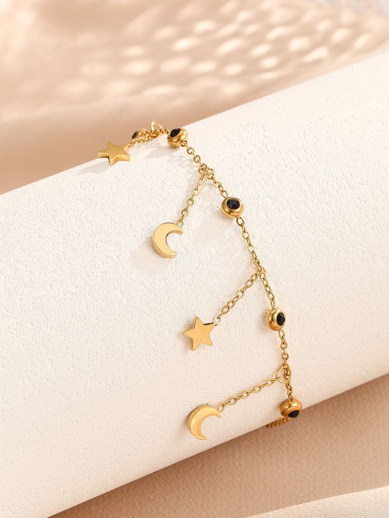 New Gold Titanium Steel Star Moon Pendant Jewelry For Men And Women, Elegant Wind, Seaside Wear, Exquisite Foot Chain_voghion.com