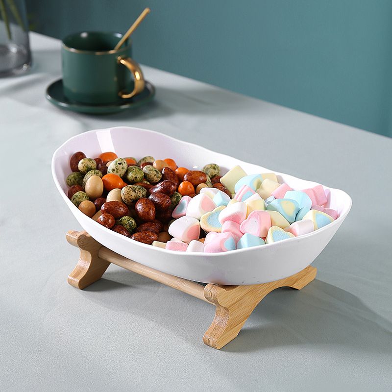Bandeja de frutas de bambu - Suporte moderno para servir lanches de 3 níveis para sala de estar (decoração elegante para casa e exibição de festas)_voghion.com