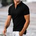 2023 Summer New Men's Polo Shirt Short Sleeved Solid Color Zipper T-shirt Top_voghion.com