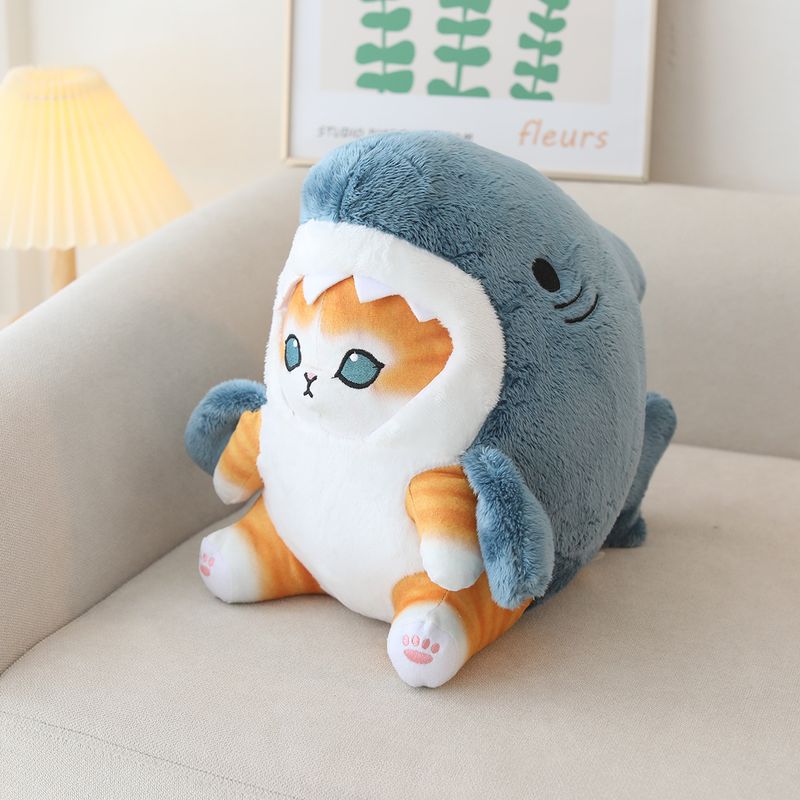 Cute Shark Cat Plush Toy - Soft And Playful_voghion.com