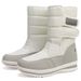 Neue, große, dicke Schneestiefel für Damen, lässige Baumwollschuhe, rutschfest und wasserabweisend, weiße High-Top-Schneestiefel_voghion.com