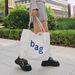 New Fashion Large Capacity Single Shoulder Canvas Women Tote Casual Shopping Fresh Letter Print Bag_voghion.com