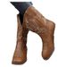 Neue winterbraune Vintage bestickte Western-Cowboystiefel mit klobigem Absatz und V-Ausschnitt_voghion.com