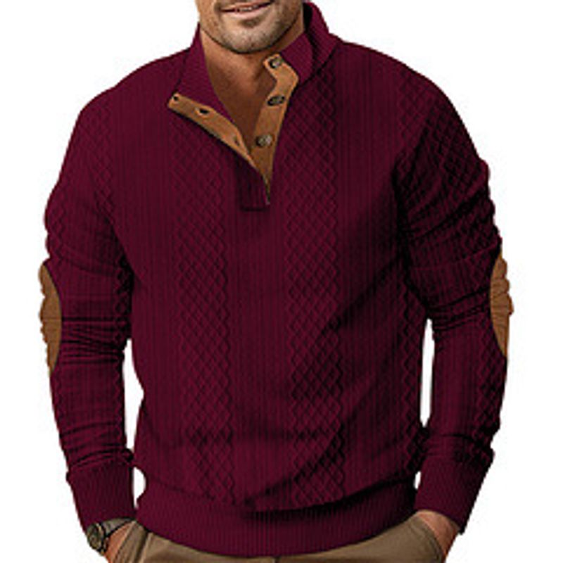 ​​"Herren-3D-Jacquard-Pullover – Stehkragen mit halbem Reißverschluss (leichtes, strukturiertes Design)"​​_voghion.com