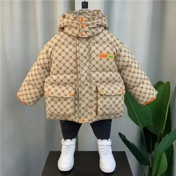 Giù 2024 Nuovo alla moda ragazzi e ragazze bambino inverno indossare giacca con cappuccio per bambini cappotto di cotone ispessito_voghion.com