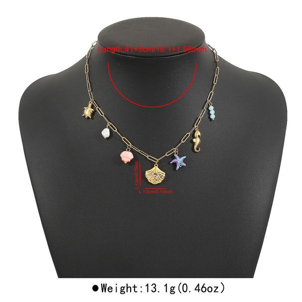 Collier en acier inoxydable ZN0605 pour femme, pendentif œil de niche en amine multi-barres, série océan, résistant à la décoloration_voghion.com