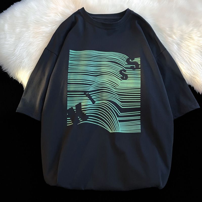Men's clothing Short-sleeved men's summer youth fashion brand half-sleeved design bottoming shirt oversize white T-shirt_voghion.com