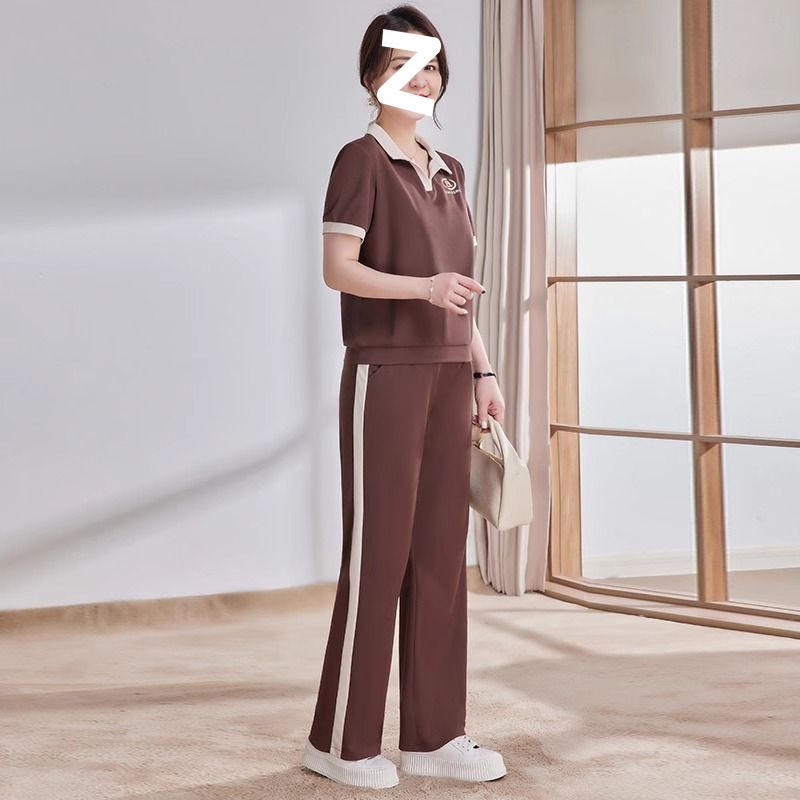 LazyZoom – Tenue d'été décontractée, ensemble de sport à manches courtes, nouvelle collection mode féminine, deux pièces pour femmes d'âge moyen et âgées_voghion.com