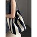 Striped Canvas Bucket Capacity Niche New 2025 Shoulder Large Women's Bags, Handbags_voghion.com