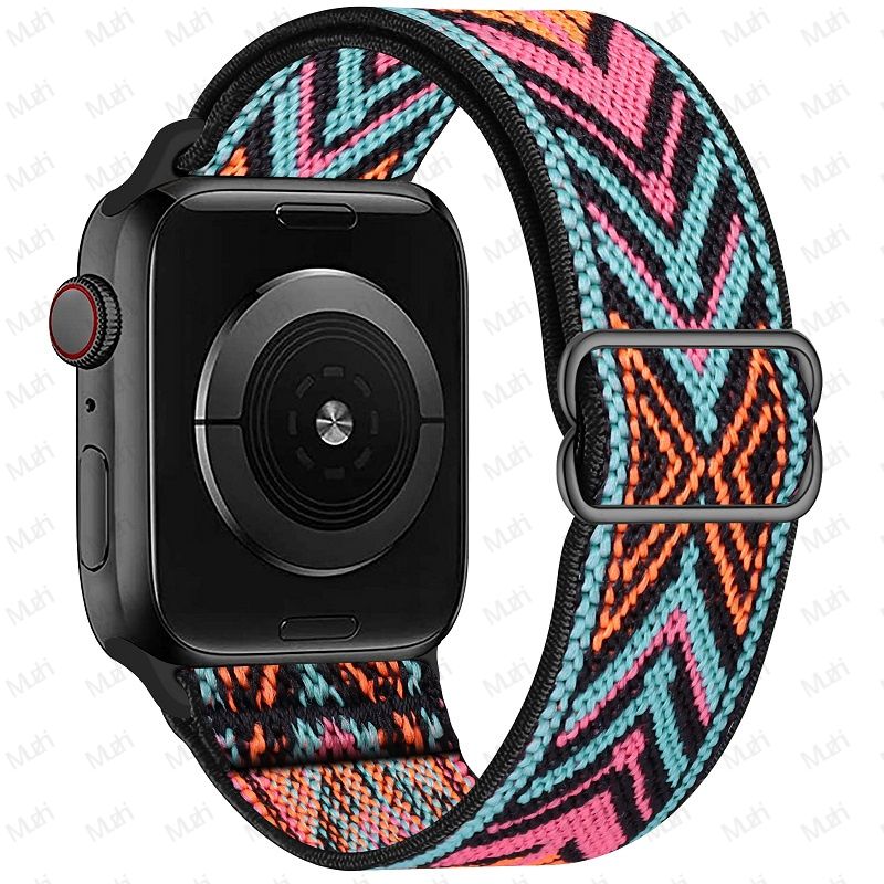 Curea din nailon boemă pentru Apple Watch Ultra Series 8/7 49mm 41mm 45mm 38/42 elastică strălucitoare brățară iWatch 6 5 4 3 Se Band 40/44mm_voghion.com