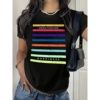 Women's Leisure T-Shirt For Spring/Summer One-Color Standard Printed Top Made In China_voghion.com