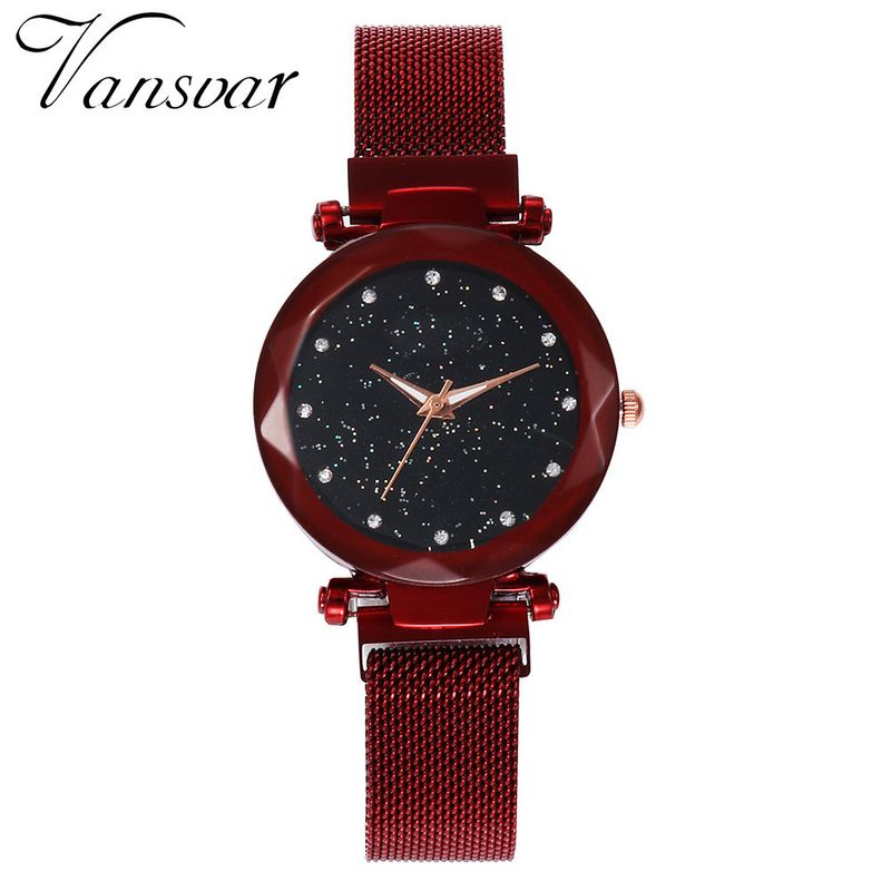 Relógio feminino Starry Sky, pulseira de malha magnética, relógio feminino_voghion.com