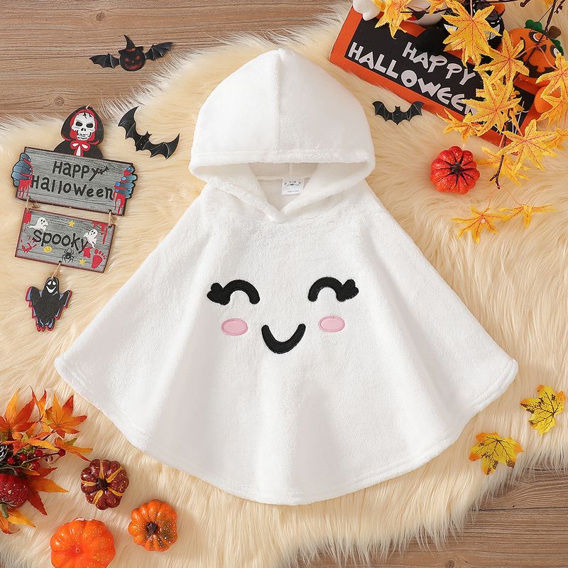 Cross Border Children's Clothing Halloween Children's Plush Cloak Autumn And Winter Style Furry Smiley Hooded Shawl Holiday Costume_voghion.com