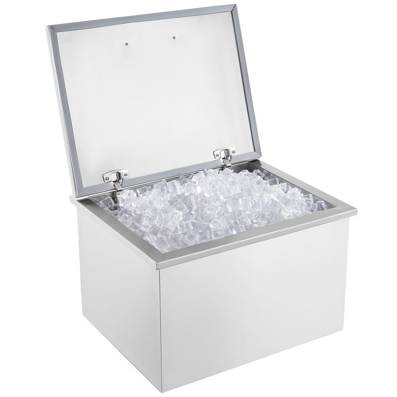 VEVOR 40Quart Drop In Ice Chest Ice Cooler Ice Bin Stainless Steel 20"x16"x14.6"_voghion.com