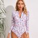 Roupas femininas esportivas competitivas, maiô para mulheres, manga comprida, estampa multicolorida, zíper, peça única, mergulho com snorkel, surfe_voghion.com