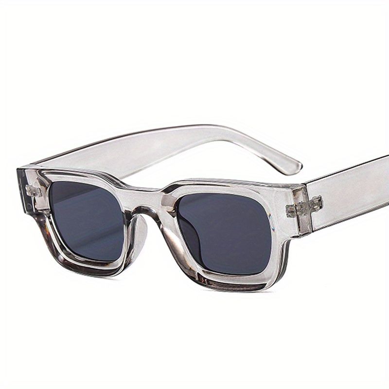 Men's small rectangular frame sunglasses, mixed color decorative glasses, fashionable metal hinge with glasses case and_voghion.com