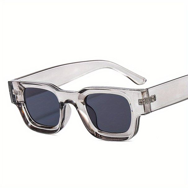 Men's small rectangular frame sunglasses, mixed color decorative glasses, fashionable metal hinge with glasses case and_voghion.com