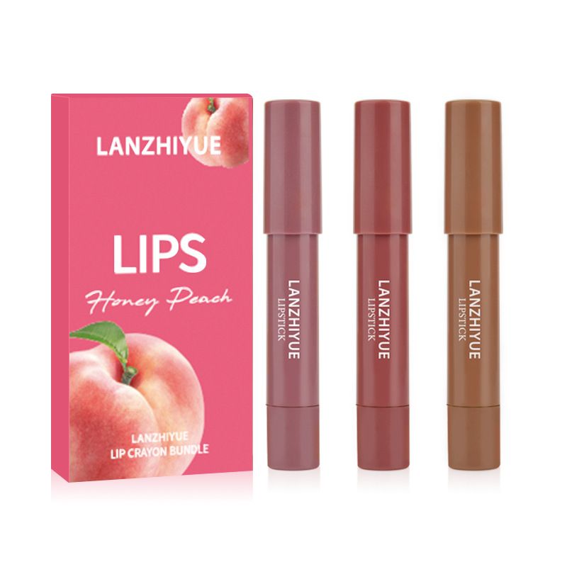 LANZHIYUE Juicy Peach Matte Lip Set - 3 Long-Wear Lipsticks - Transfer-Proof & Hydrating_voghion.com