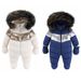 Warme winterbabyromper met bontkraag en wanten - Zachte fleecegevoerde jumpsuit voor peuters (1-3 jaar, 80-100 cm) - Winddicht polyester - Sneeuwpak_voghion.com