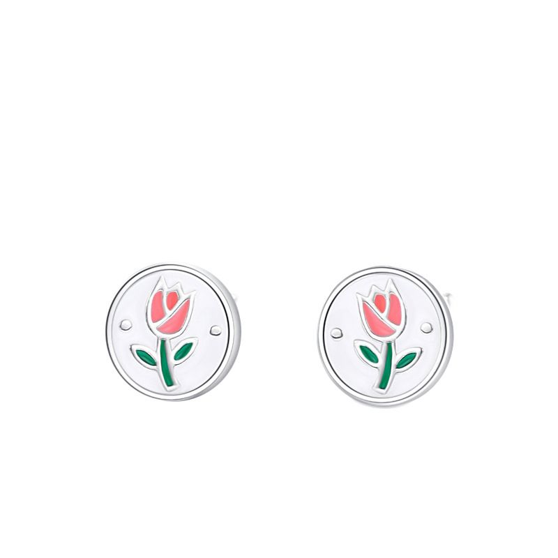 Tiqi's Small, Fresh, Simple, Niche Design Temperment, orecchini a tulipano per ragazze, orecchini a spirale, argento puro, nuovo stile_voghion.com