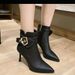 2025 Herbst Winter Neue Fleece-Gefüttert Spitz Stiletto Schnalle High Heel Kurze Für Breite Füße Vielseitig Trendy Abnehmen_voghion.com