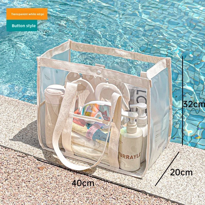Beach New Transparent Swimming PVC Waterproof Clothing Storage Handheld Travel Large Capacity Makeup Toiletry Bag_voghion.com