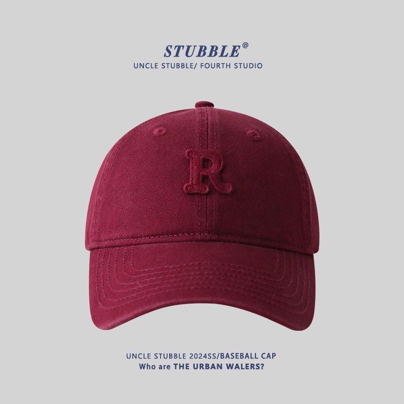 Korean Version Of The R Label Baseball Cap For Men And Women, Casual And Versatile, Pure Cotton Soft Top Duckbill Cap With Wide Brim And Small Sun Hat_voghion.com