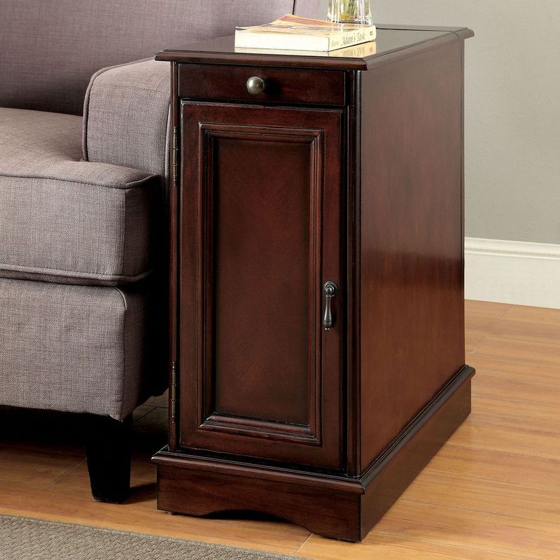 Modern Transitional Design 1pc Side Table/Nightstand Storage Cabinet Cherry Color USB Outlet Nightstand Multifunctional Home Furniture_voghion.com