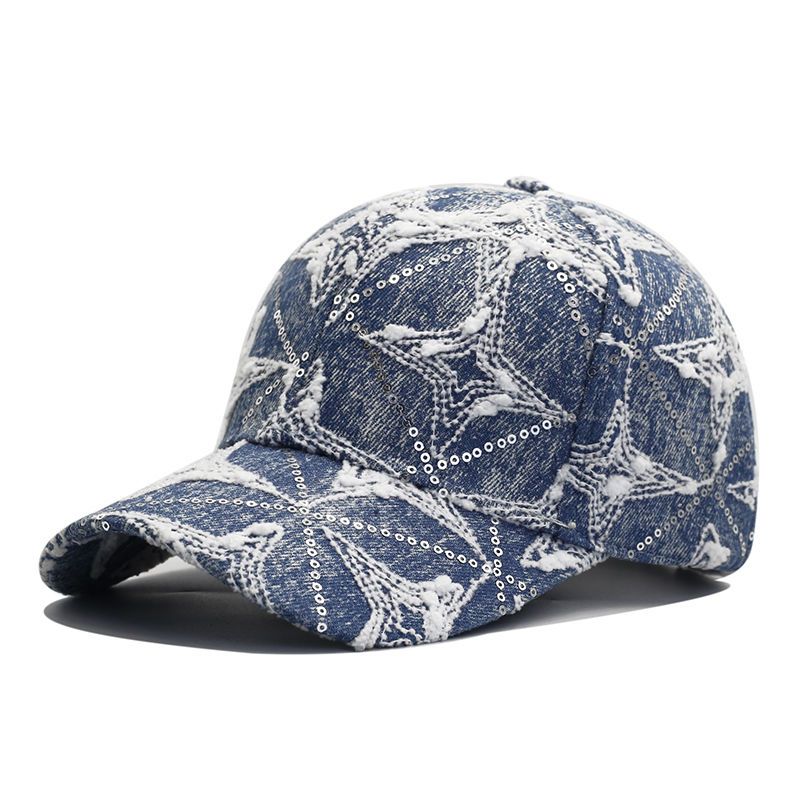 New Denim Sequined Women's Baseball Sunscreen Rhinestone Fashion Trend Sun Hat Duckbill Cap Ins Korean Version_voghion.com
