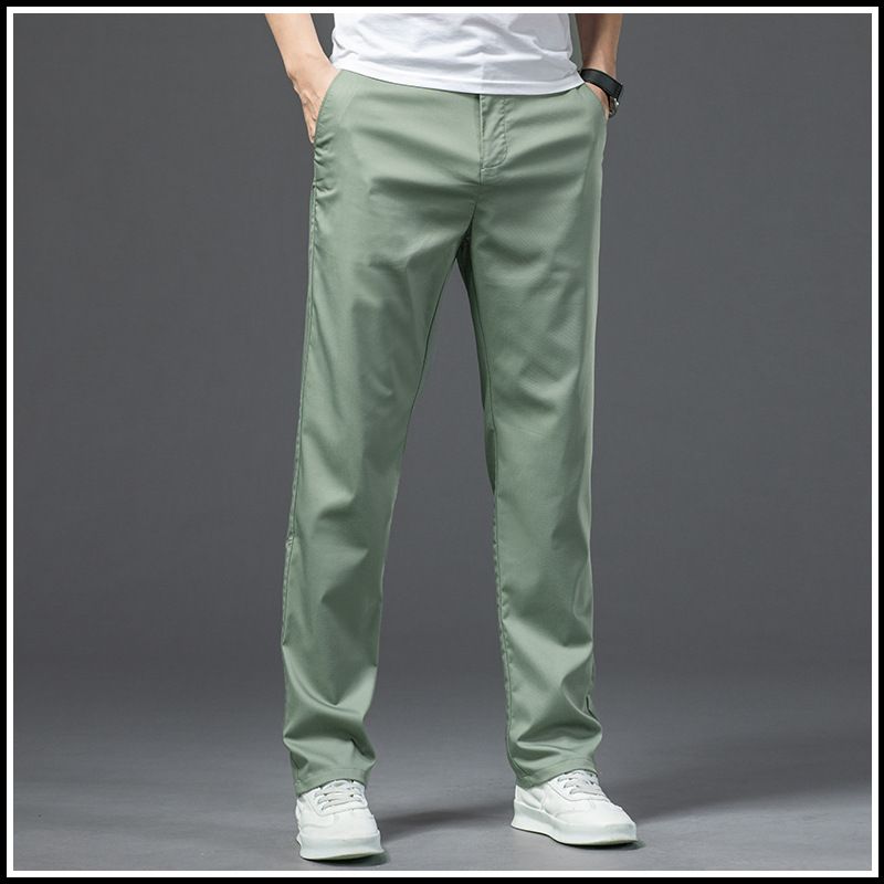 Premium High-End Ice Silk Casual Long Straight Summer Thin Bamboo Fiber Business Plus Size Men's Pants_voghion.com