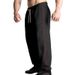 2024 Autumn New Sports with Splicing Straight Tube Large Drawstring Men's Casual Pants_voghion.com