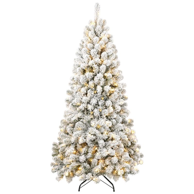 5ft Pre-lit Flocked Artificial Christmas Tree Environmentally Friendly Fireproof Artificial Christmas Flocked Tree_voghion.com