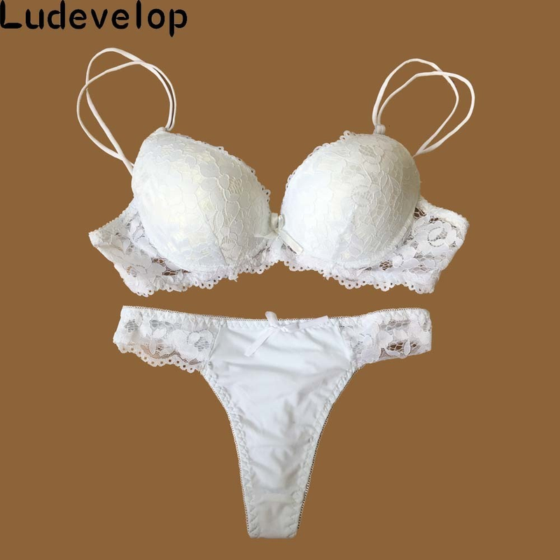 Ludevelop szexi tanga csipke push up melltartó szett női fehérnemű szettek intimates hímzés virágmintás fekete-fehér melltartó_voghion.com