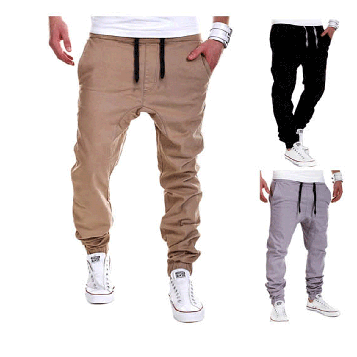 Pantalon Baggy de sport élastique pour hommes, mode décontractée, entrejambe ouvert_voghion.com