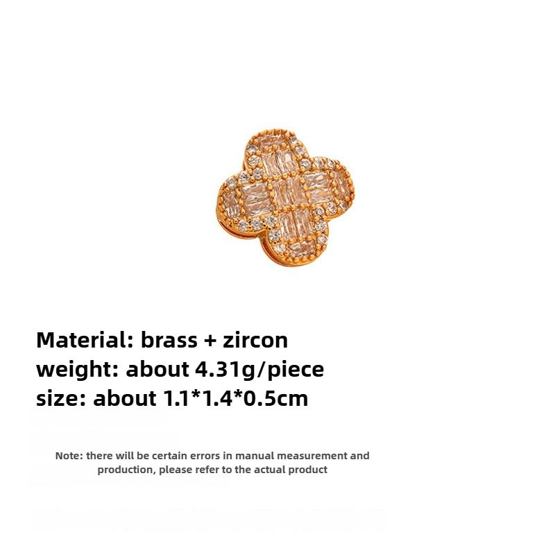 Xiaoxiangfeng Four-leaf Clover Zircon Stud Earrings Fashion Versatile Retro High-end Temperament Silver Needle Earrings 2025_voghion.com