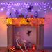 Halloween Half Spider Web Lights With LED - USB/Battery Powered, Remote Control Option, Purple & Orange Glow For Party Decor_voghion.com